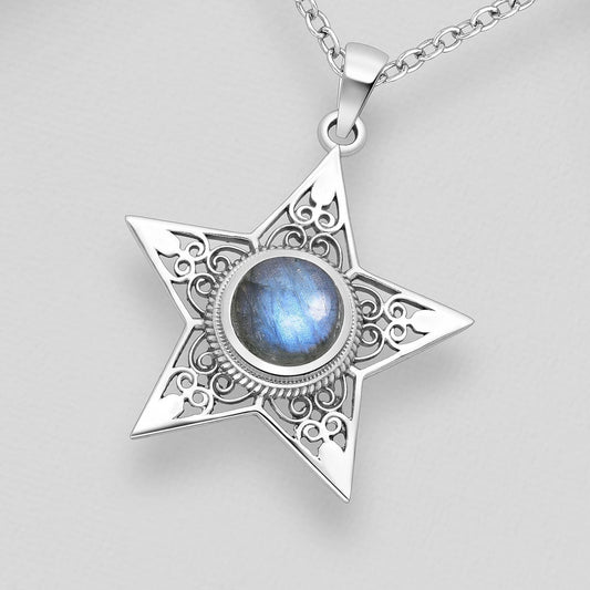 Labradorite Star Pendant Sterling Silver .925