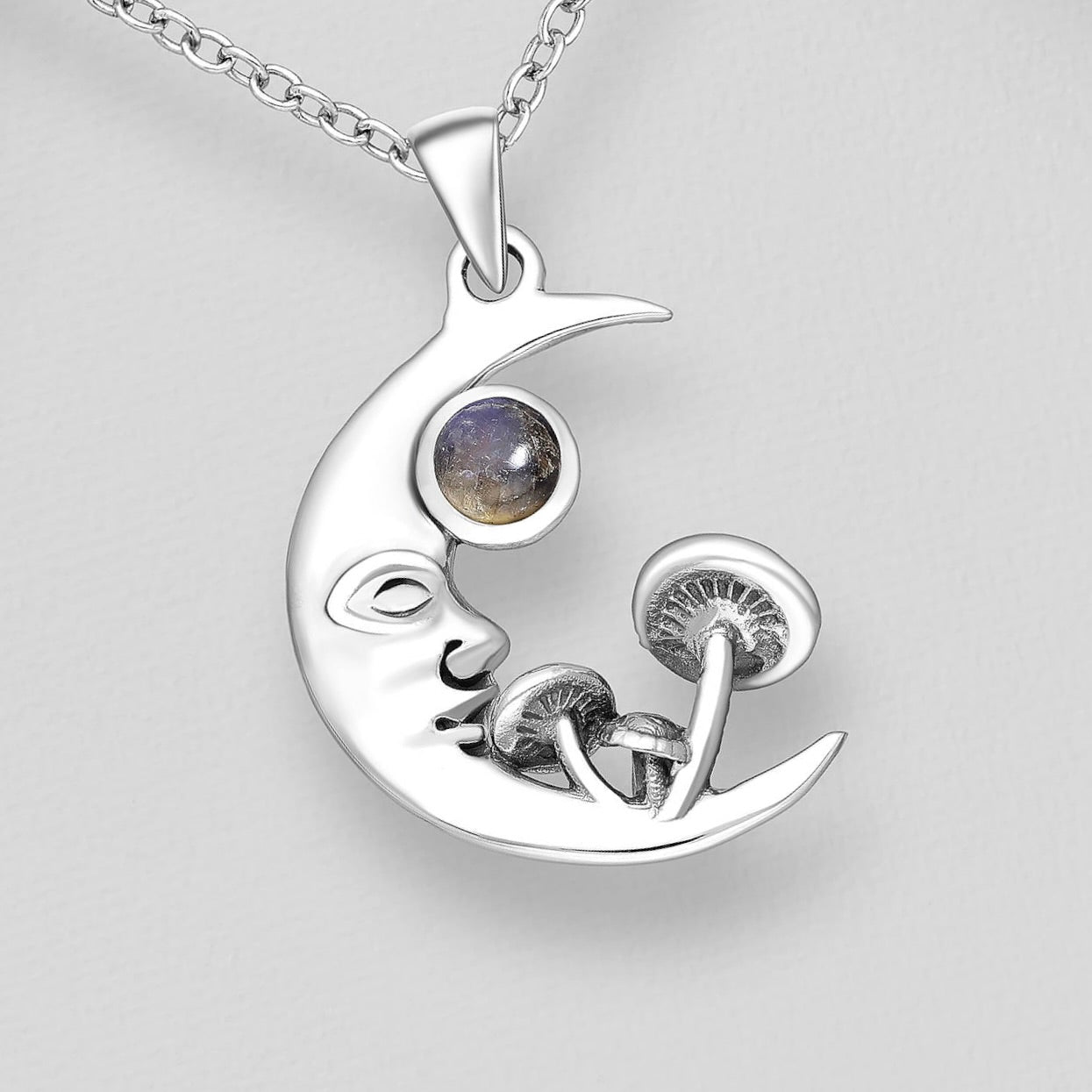 Labradorite Mushroom moon pendant