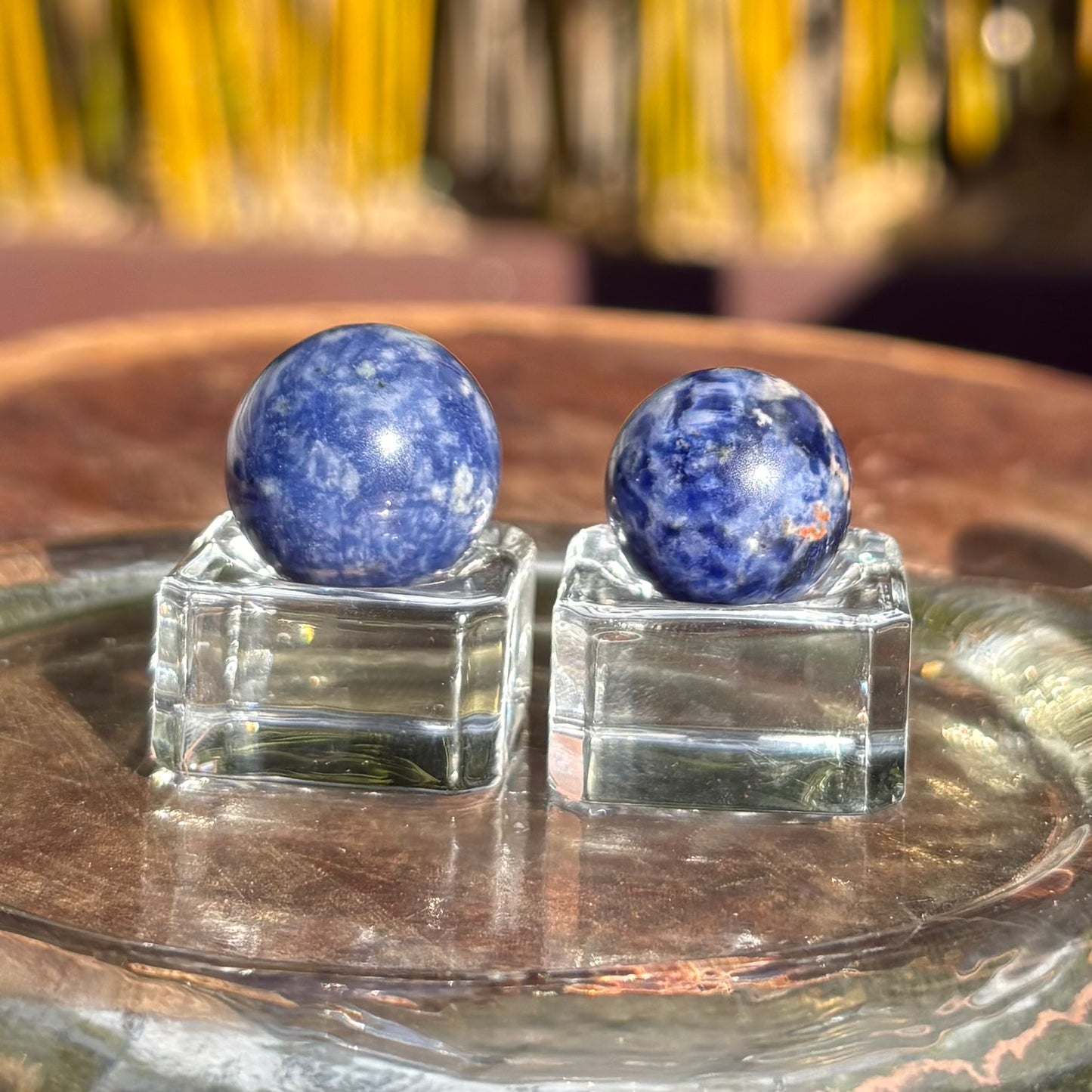 Small Lapis Lazuli Polished Spheres / Marbles x 2 - 20 grams
