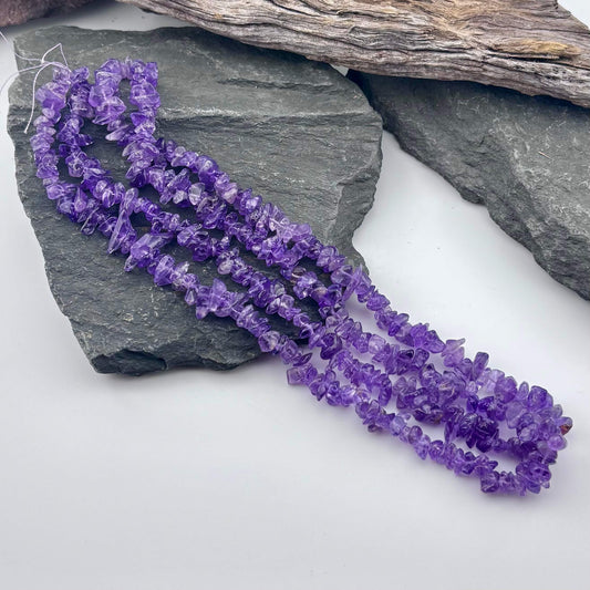 Amethyst Chip Beads - 70 - 75 grams per string