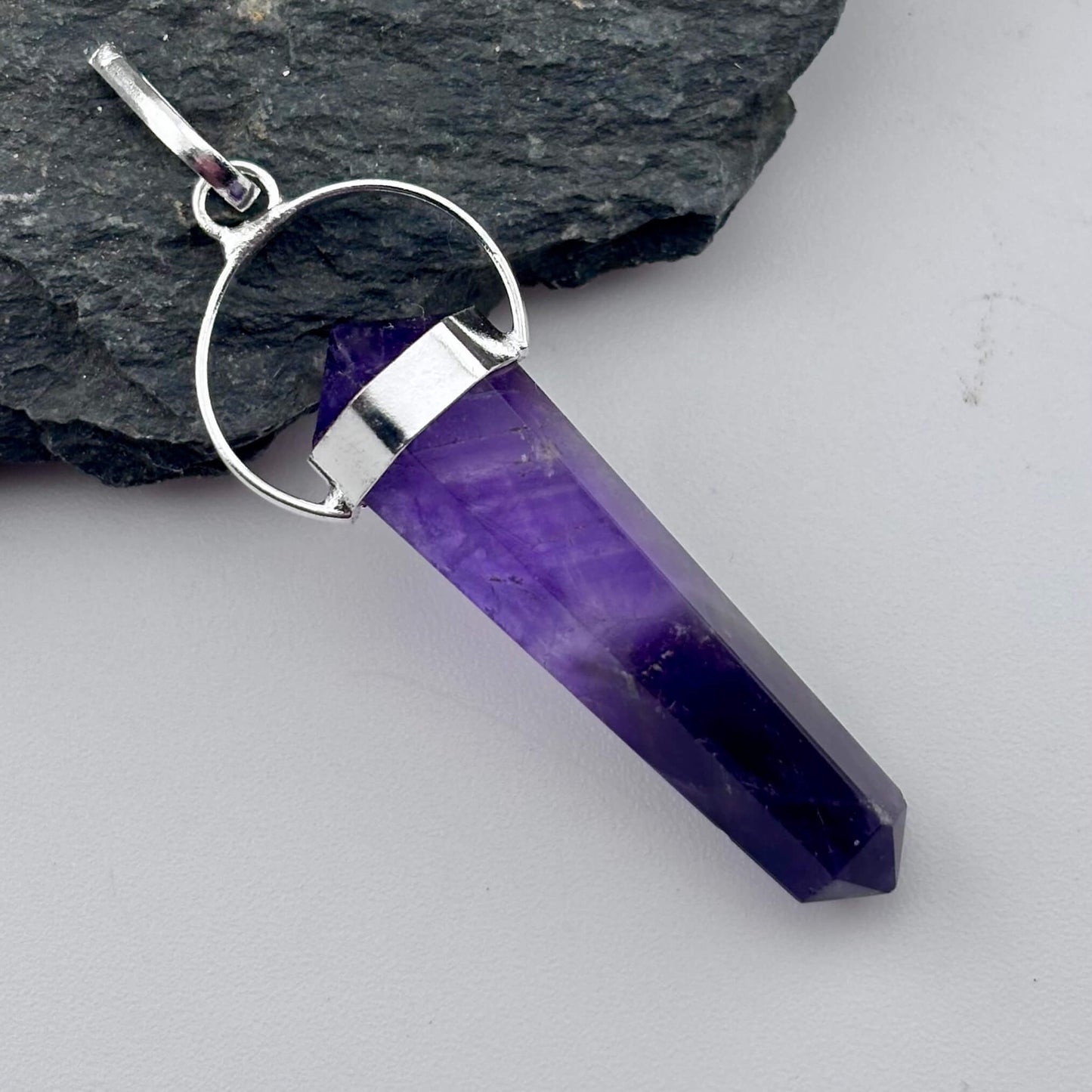Amethyst Double Terminator Pendant 5cm