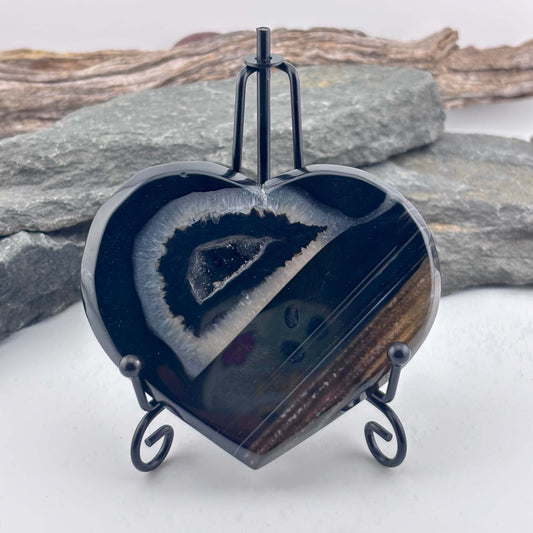 Black Druzy Agate Heart