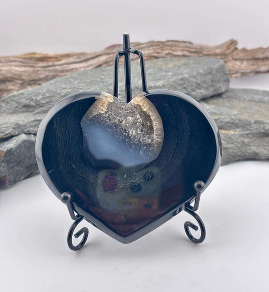 Black Druzy Agate Heart