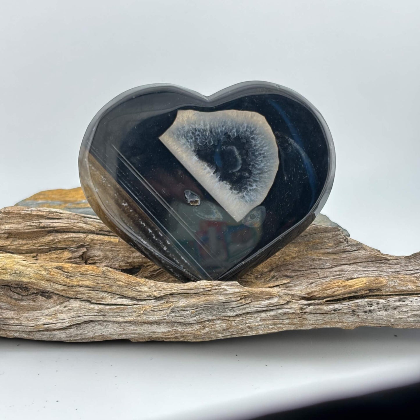 Black Druzy Agate Heart