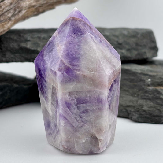 Brazilian Chevron Amethyst Polished Point Tower