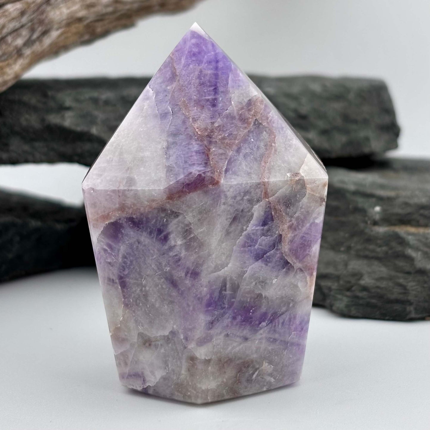 Brazilian Chevron Amethyst Polished Point Tower