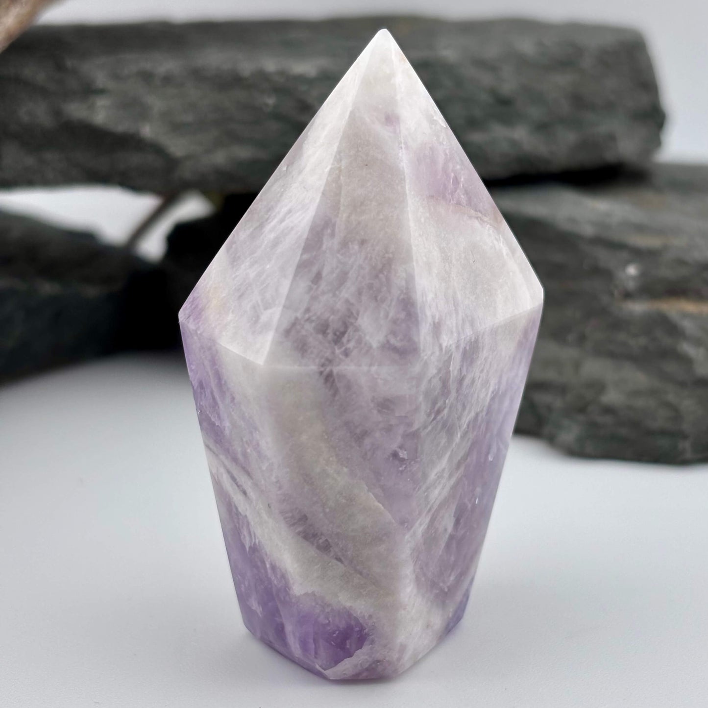 Brazilian Chevron Amethyst Polished Point Tower