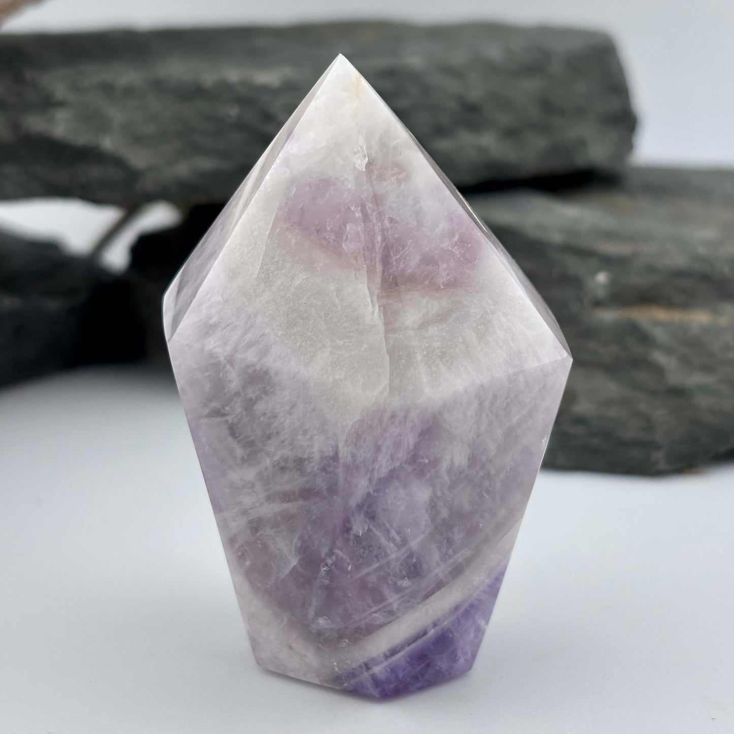 Brazilian Chevron Amethyst Polished Point Tower