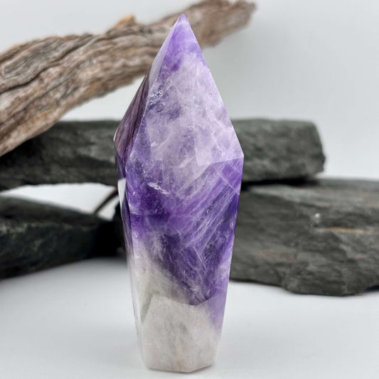 Brazilian Chevron Amethyst Polished Point Tower