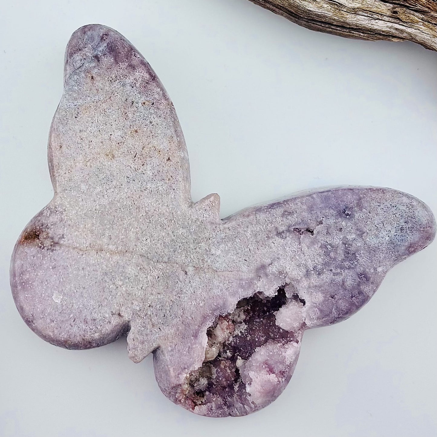 Brazilian Pink Amethyst Druzy Polished Butterfly - 410 grams / 13 cms