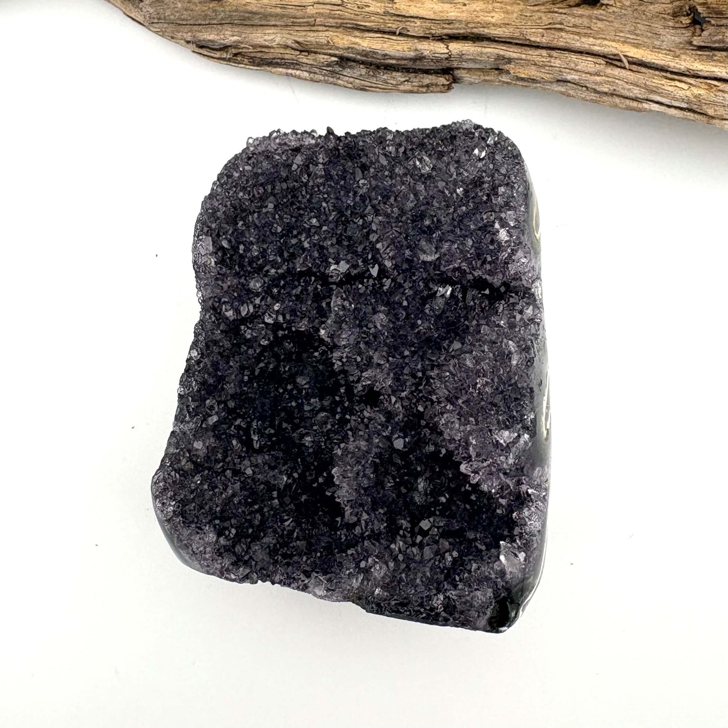 Brazilian Black Rainbow Amethyst Druzy w Agate Cut Base - 248 grams