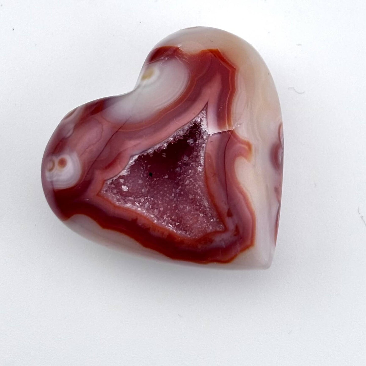 Unique Banded Carnelian Druzy Heart - 36 grams / 4cms