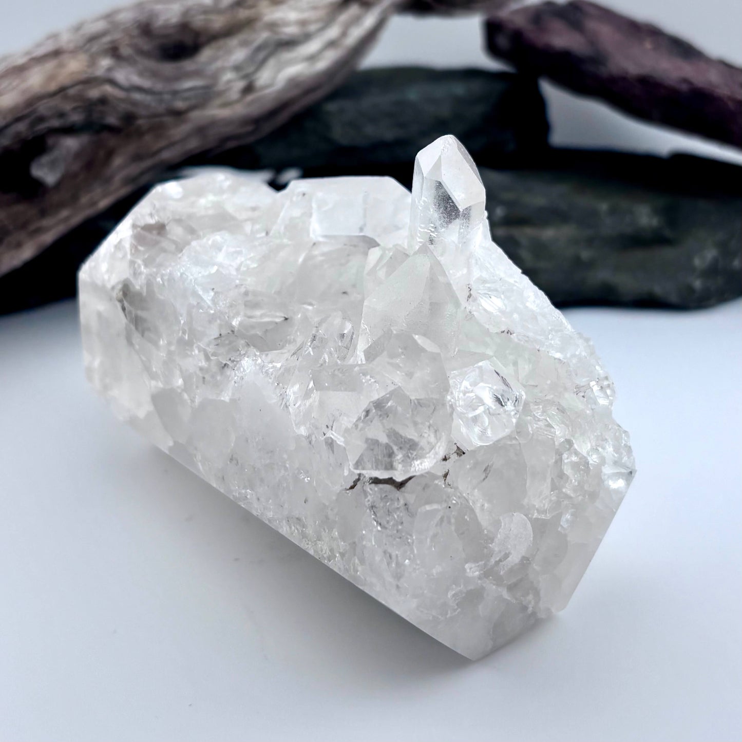 Large Brazilian Clear Quartz Cluster Polished Point