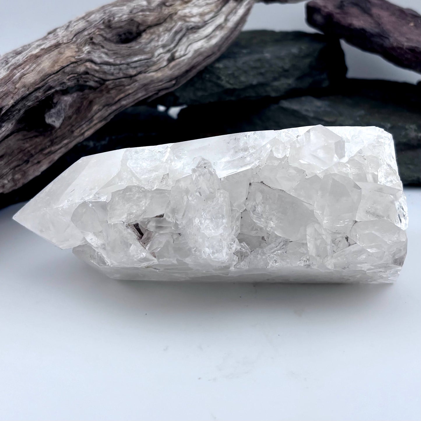 Large Brazilian Clear Quartz Cluster Polished Point