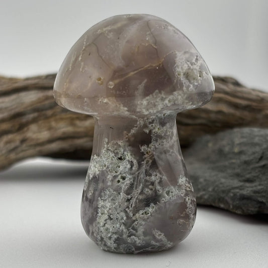 Stylized stone mushroom on a neutral background