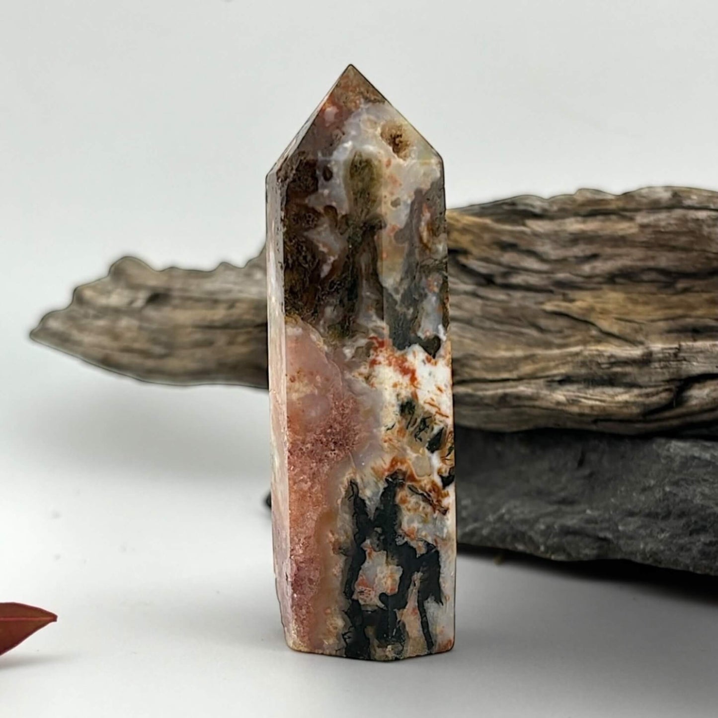 Fire Druzy Moss Agatę Tower