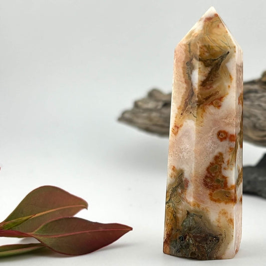 Fire Druzy Moss Agatę Tower