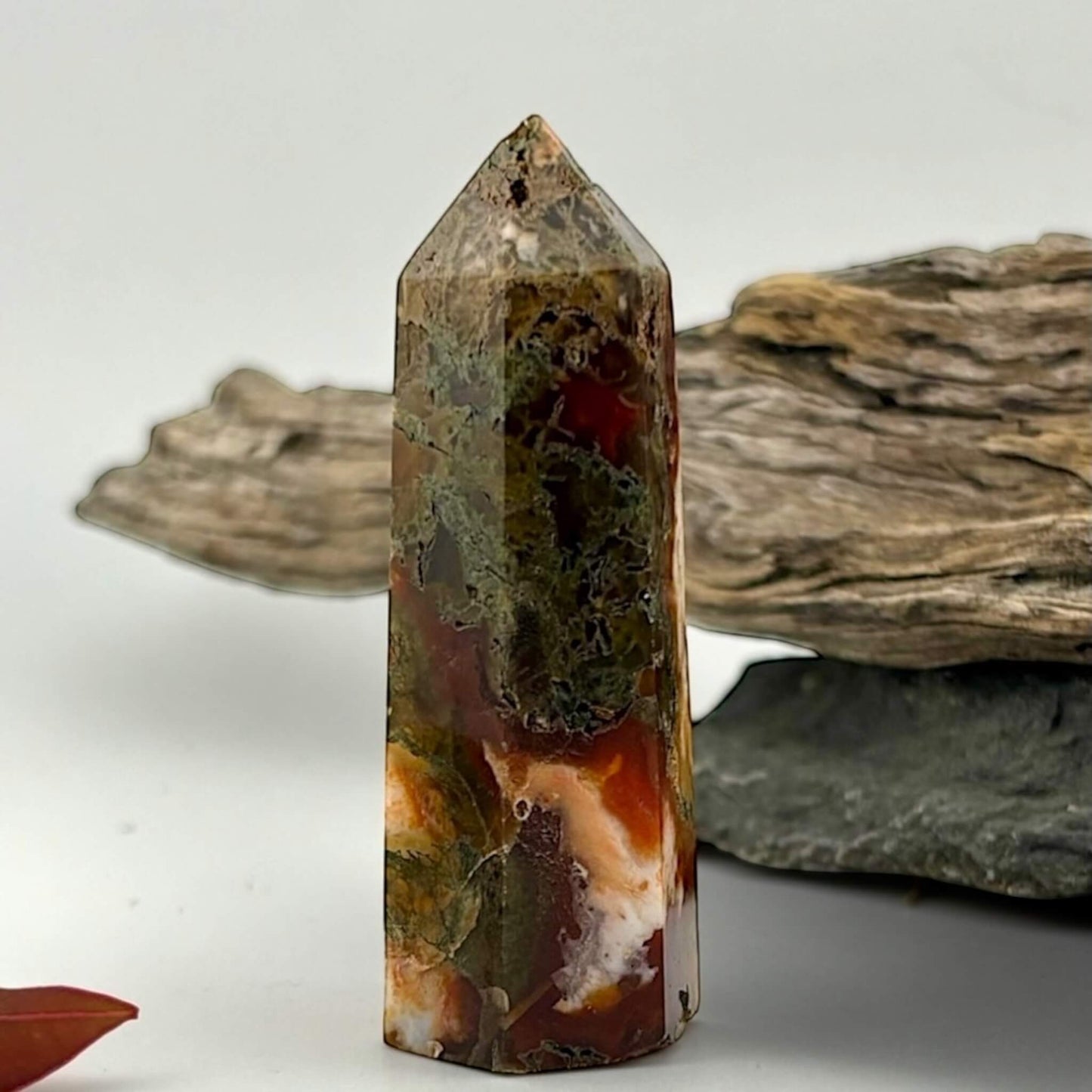 Fire Druzy Moss Agatę Tower