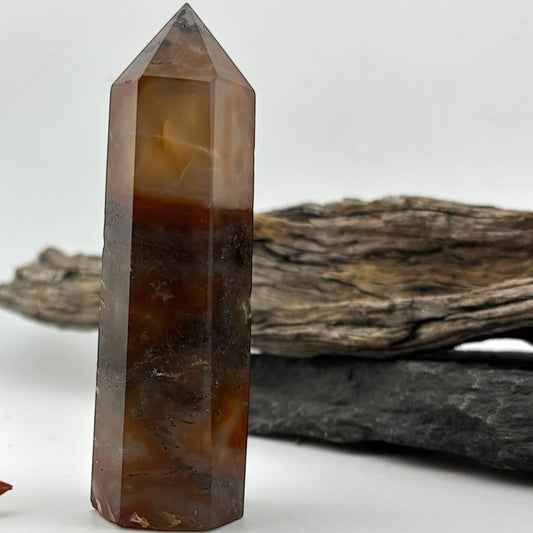 Fire Druzy Moss Agatę Tower