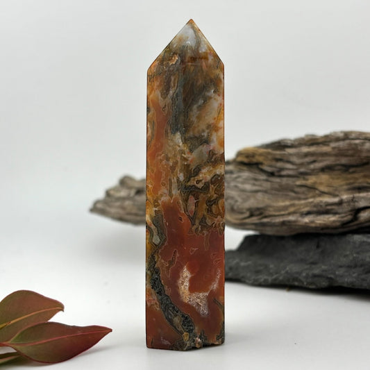 Fire Druzy Moss Agatę Tower