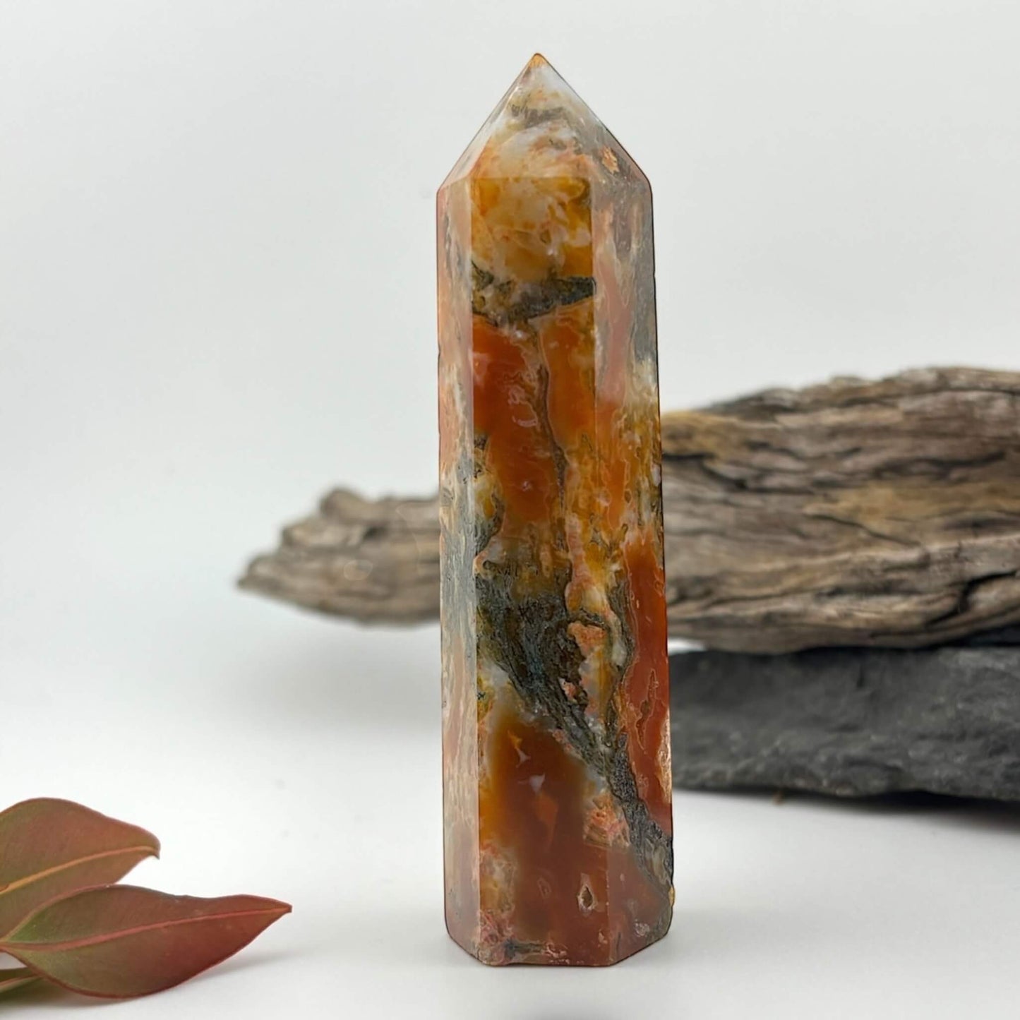 Fire Druzy Moss Agatę Tower