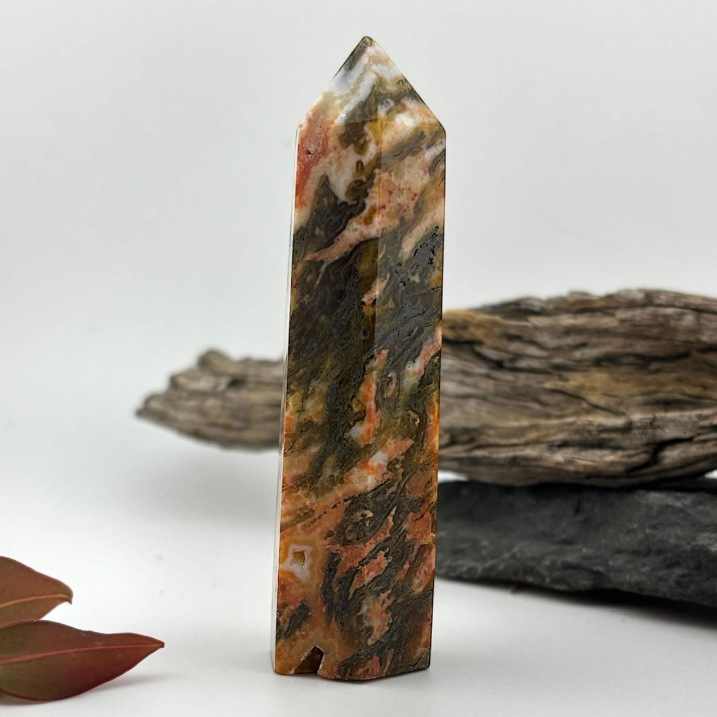 Fire Druzy Moss Agatę Tower