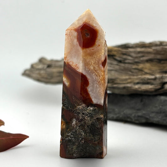 Fire Druzy Moss Agatę Tower