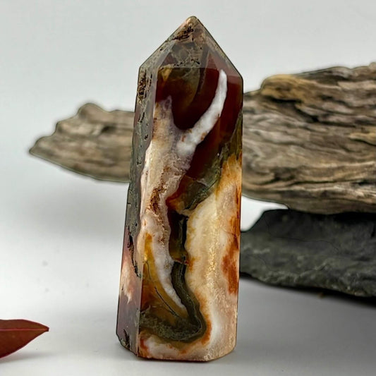 Fire Druzy Moss Agatę Tower