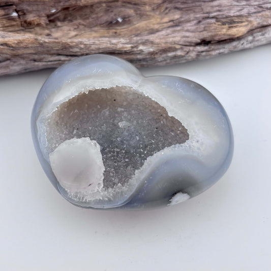 Brazilian Grey Agate Druzy Heart