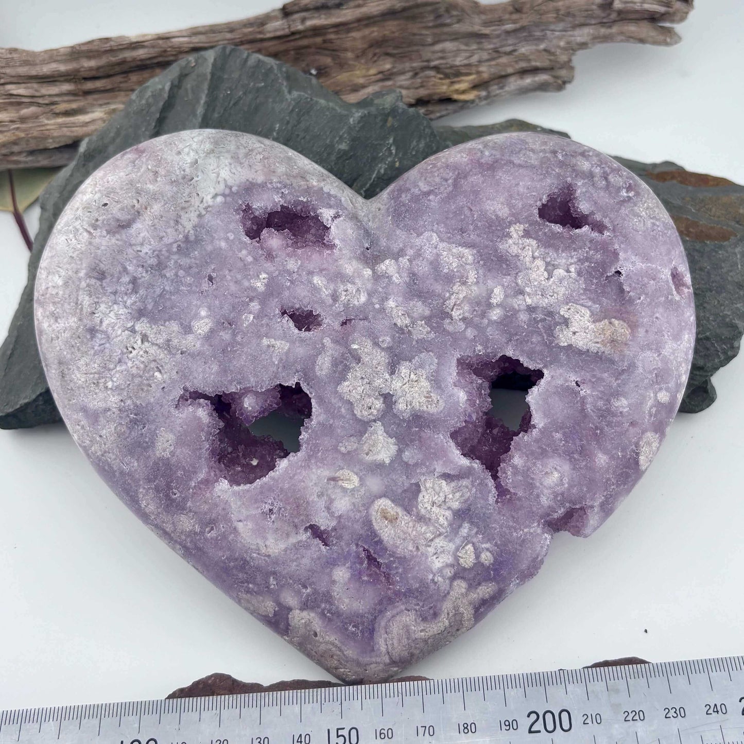 Large Brazilian Pink Amethyst Druzy Polished Heart on Stand - 1.05kg / 17 cms