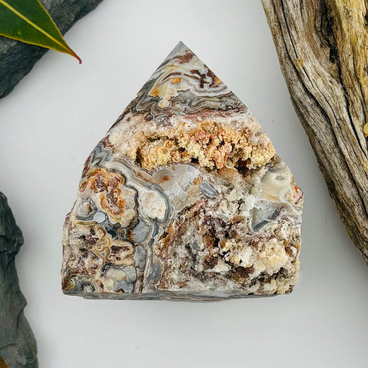 Mexican druzy Crazy Lace Agate Tower