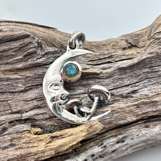 Labradorite Mushroom moon pendant