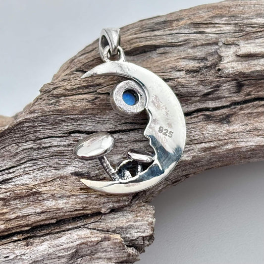 Labradorite Mushroom moon pendant back