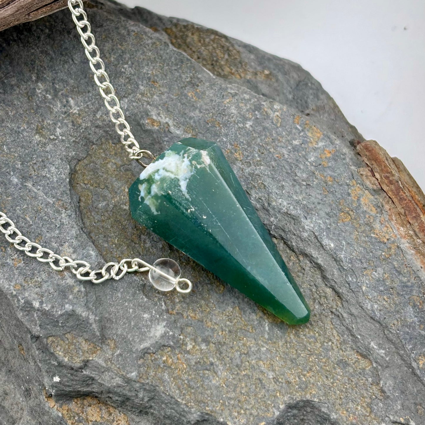Moss Agate Terminator pendulum