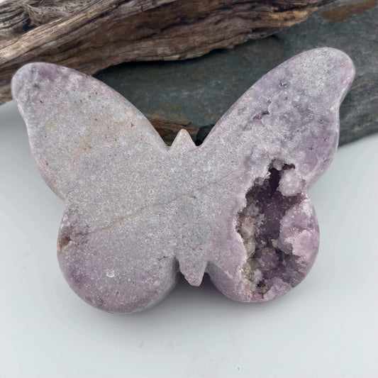Brazilian Pink Amethyst Druzy Polished Butterfly - 410 grams / 13 cms