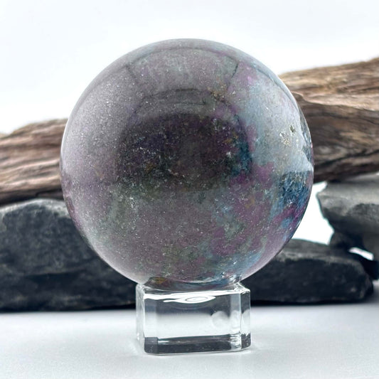 Unique Large Ruby Kyanite Sphere - 400 grams / 6 cms - With Free clear Sphere Stand