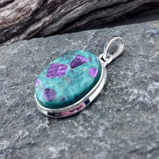ruby zoisite Pendant sterling silver