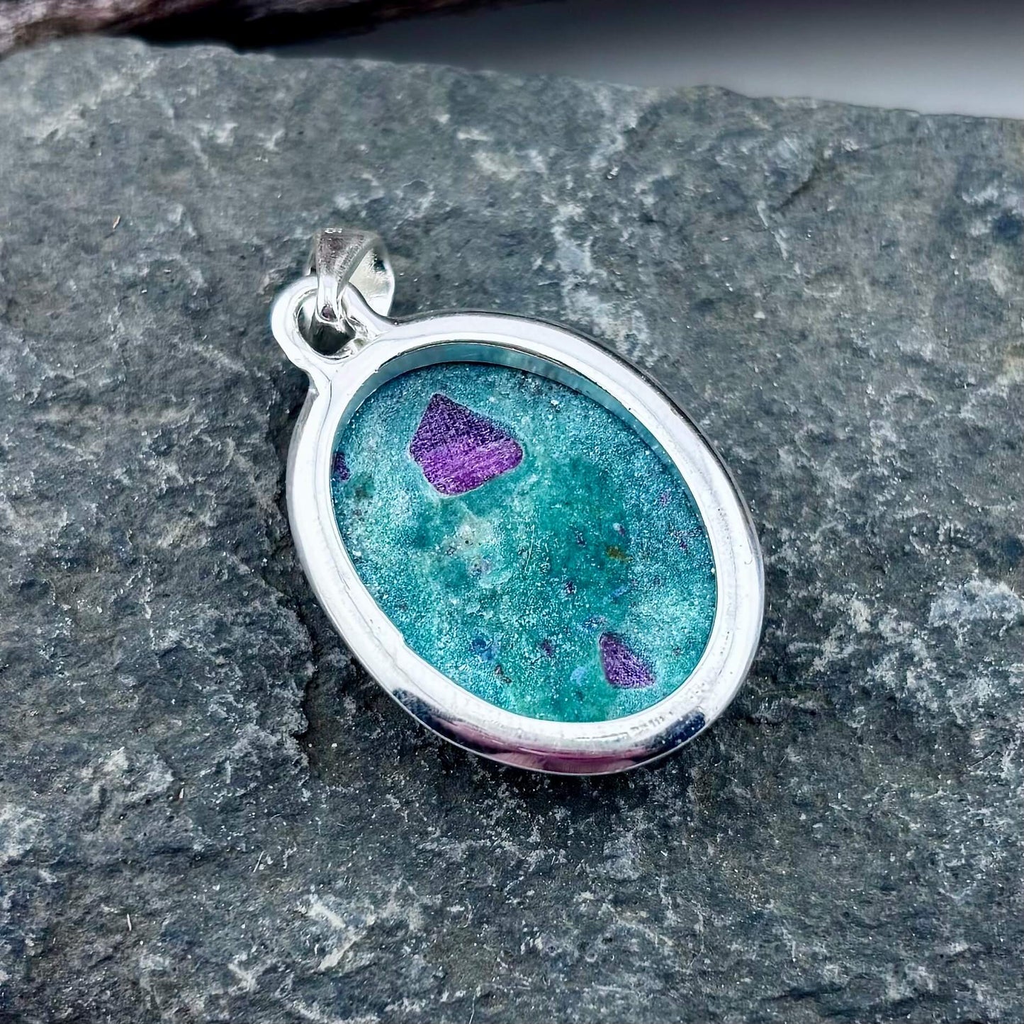 ruby zoisite Pendant sterling silver