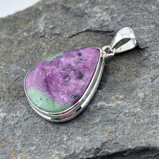 ruby zoisite Pendant sterling silver