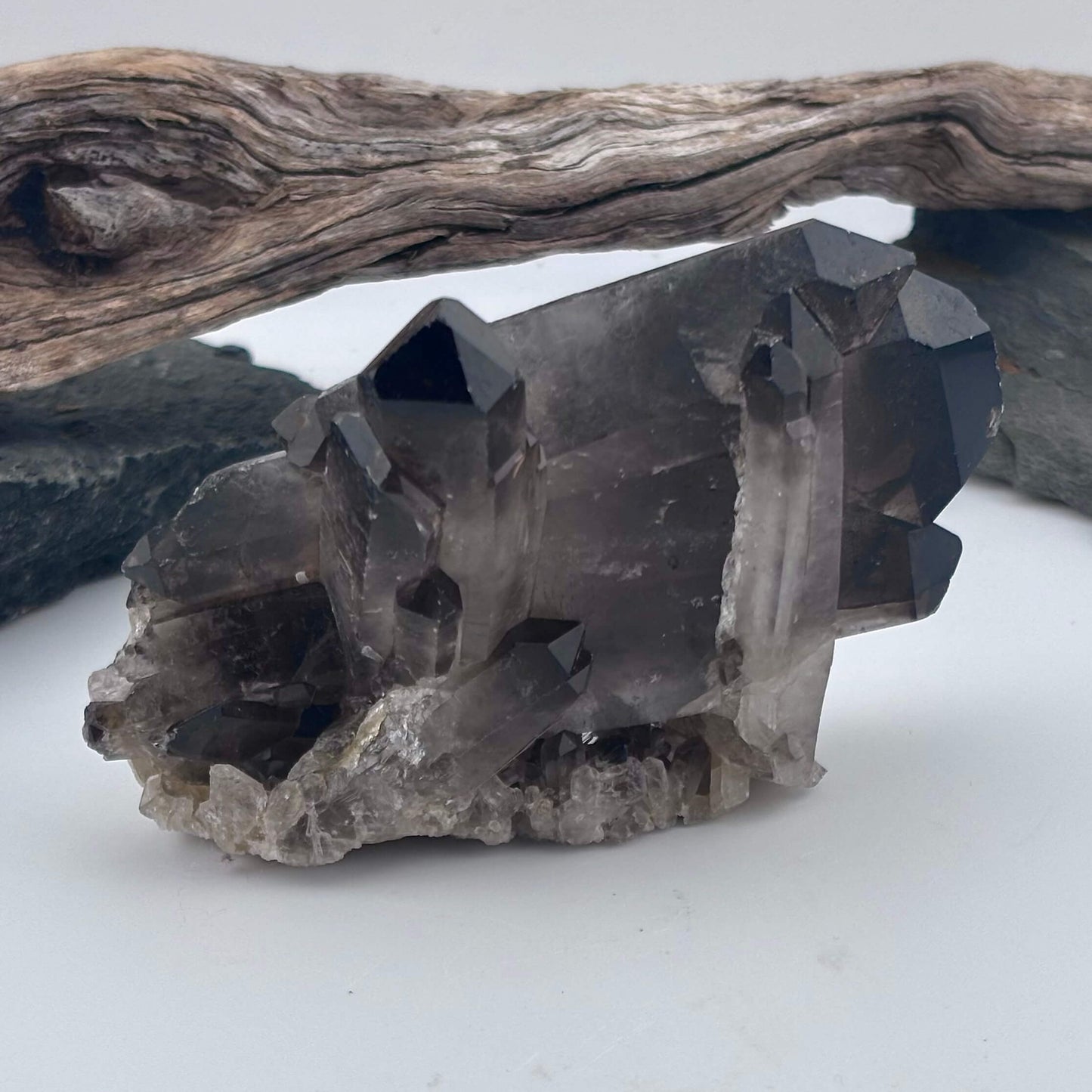 Brazilian Smoky Quartz Cluster with natural Terminator Points - 292 grams