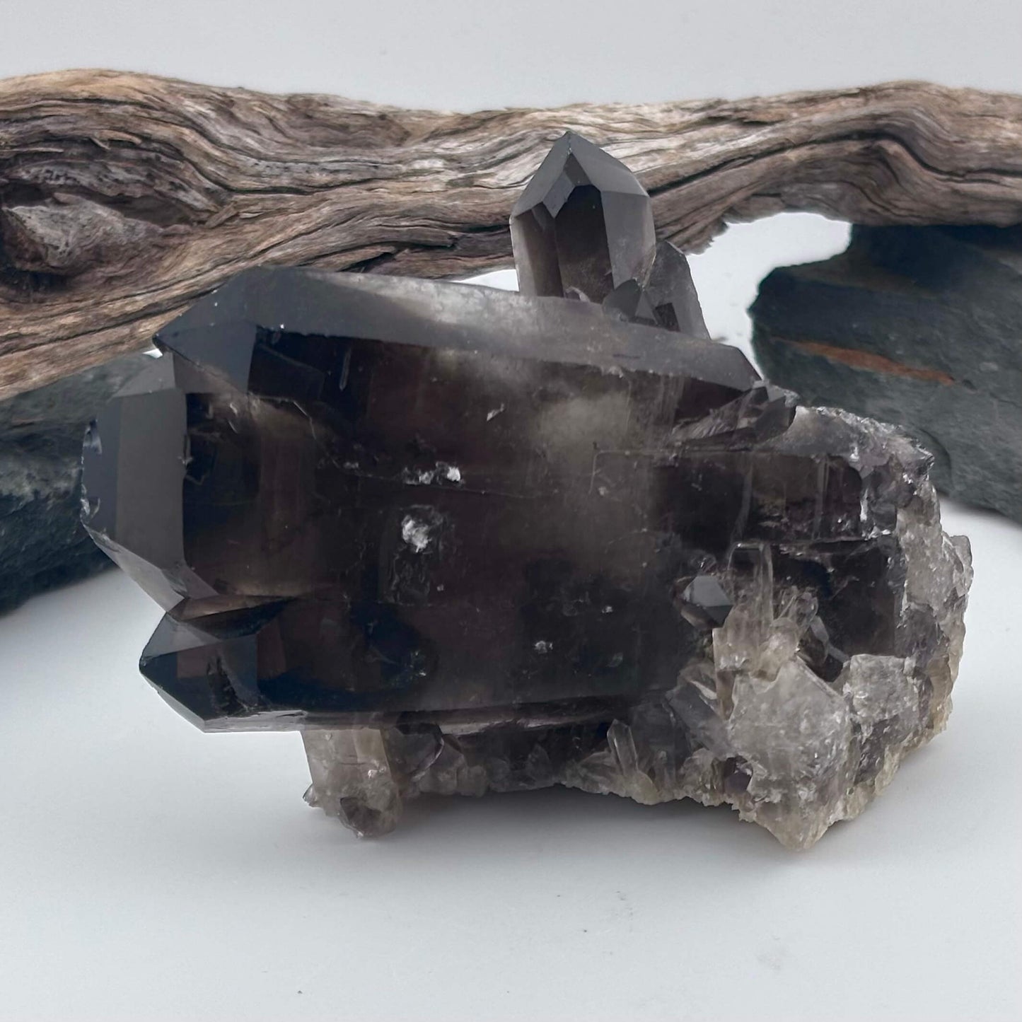 Brazilian Smoky Quartz Cluster with natural Terminator Points - 292 grams