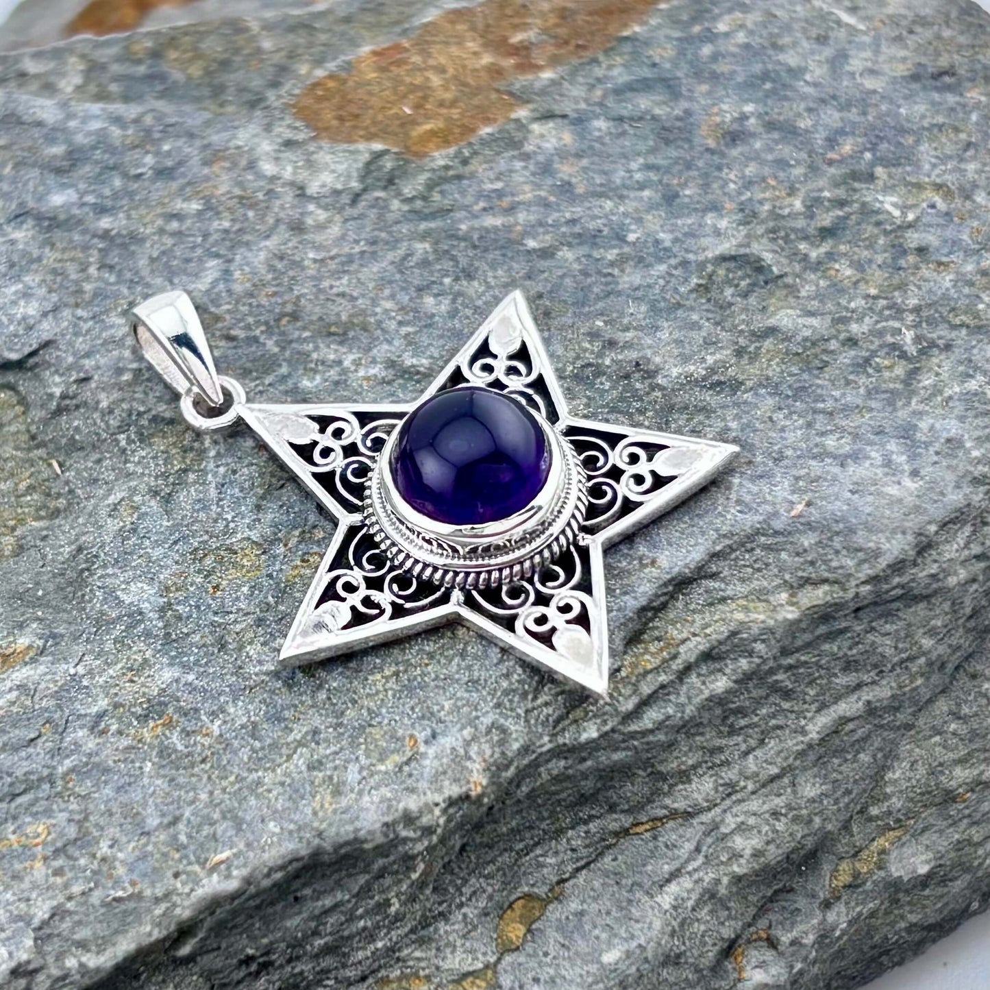 Amethyst Star Pendant Sterling Silver .925