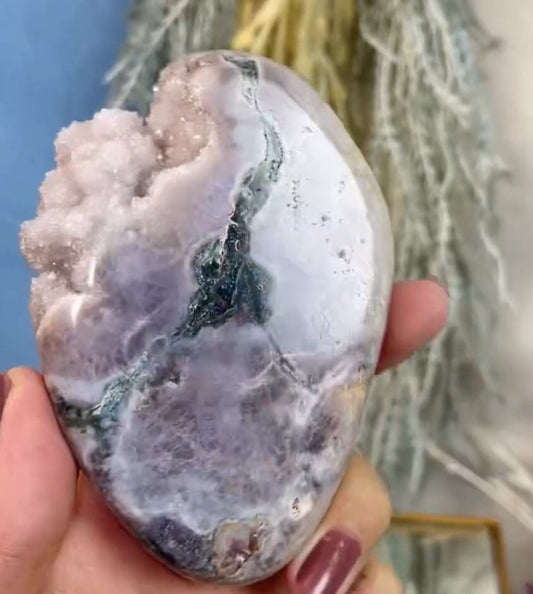 Brazilian Pink / Lavender Amethyst W Green Jasper Slab - 350 grams