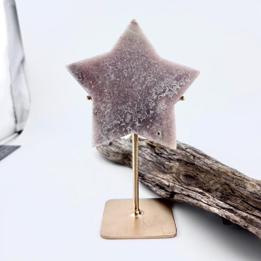 Brazilian Pink Amethyst Star on stand - 250 grams