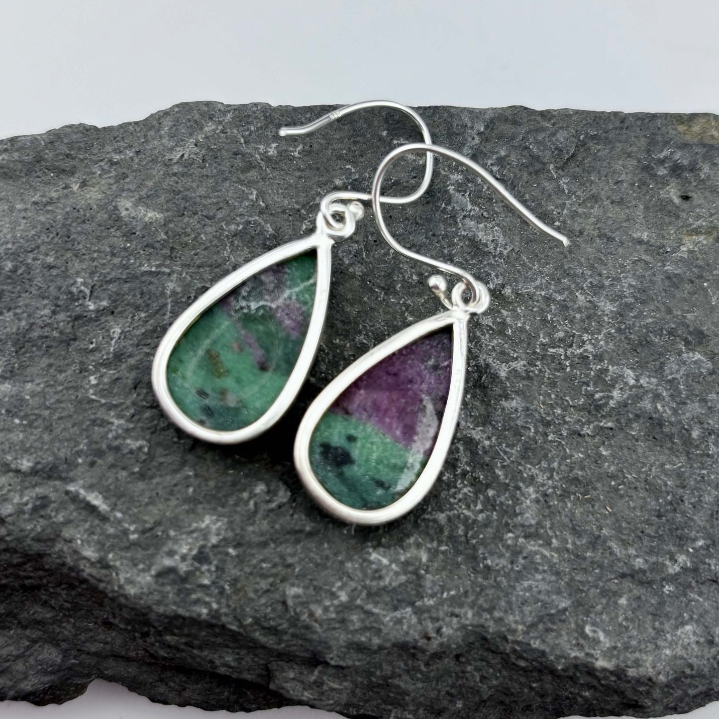 ruby zoisite earrings sterling silver