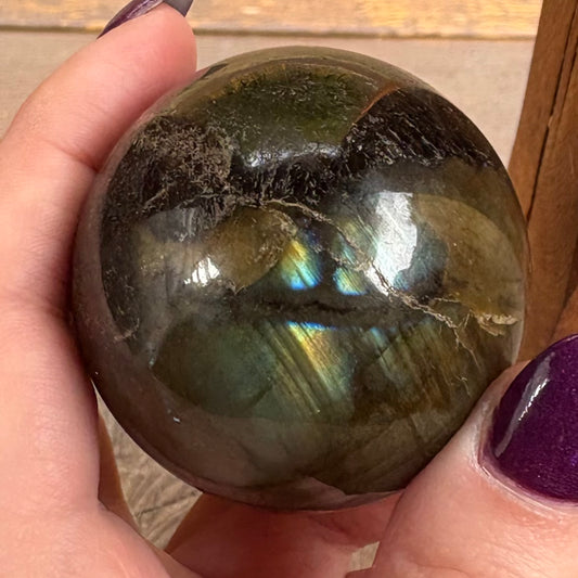 Labradorite Sphere - 192 grams / 5 cm (#2) - With Free Wooden Sphere Stand