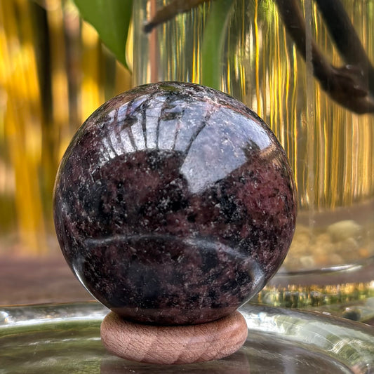 Rhodonite Sphere - 224 grams / 4.9 cms - With Free Wooden Sphere Stand