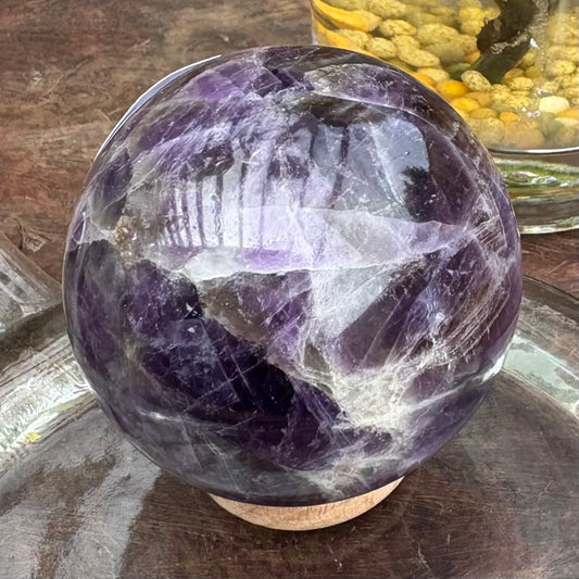 Amethyst Sphere - 182 grams / 5.1 cm (#3) - With Free Wooden Sphere Stand