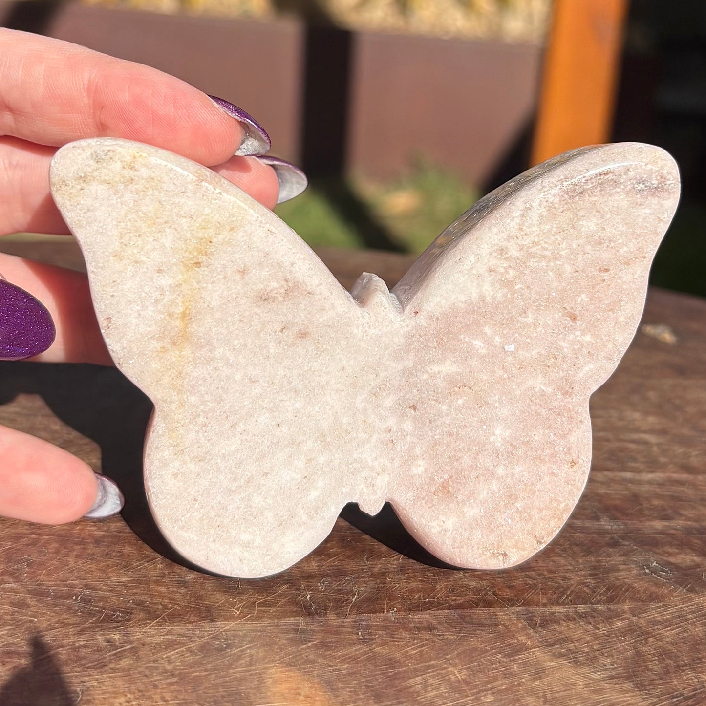 Brazilian Pink Amethyst Druzy Polished Butterfly - 315 grams / 10 cms