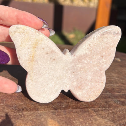 Brazilian Pink Amethyst Druzy Polished Butterfly - 315 grams / 10 cms
